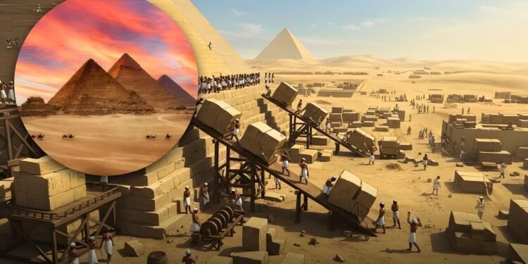 Were the pyramids built by slaves, or by workers living in organized villages?
