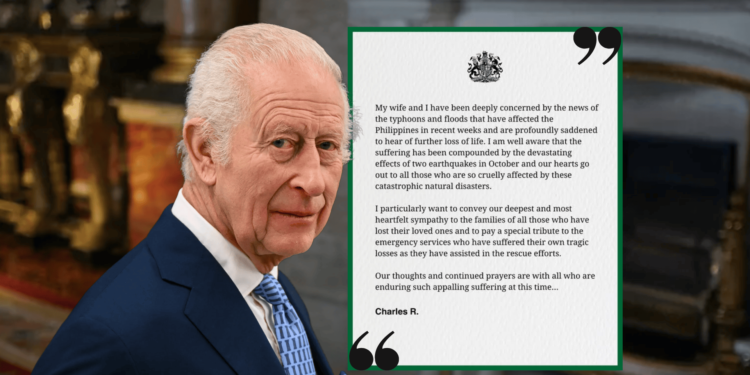 King Charles sends message of sympathy to the Philippines after typhoons, floods, and earthquakes