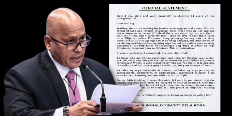 Senator Bato breaks silence following Senate absence amid ICC drug war case