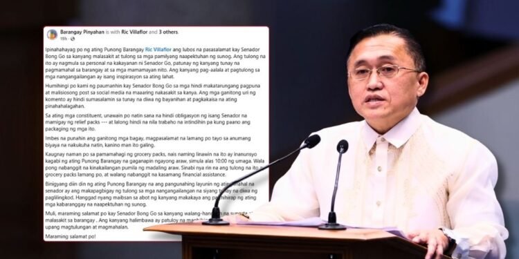 Bong Go attacked online for using personal funds in fire relief distribution; Barangay defends effort and clarifies aid details