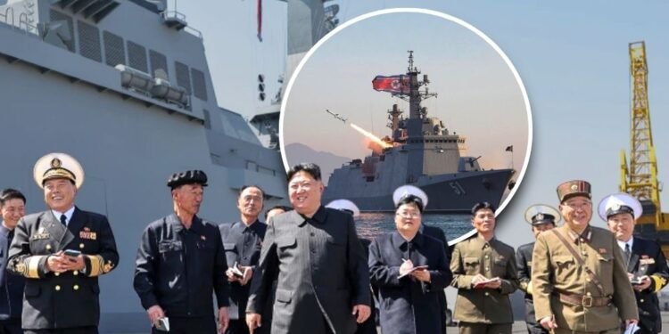 North Korea fires cruise missiles from new warship as Kim Jong Un oversees tests